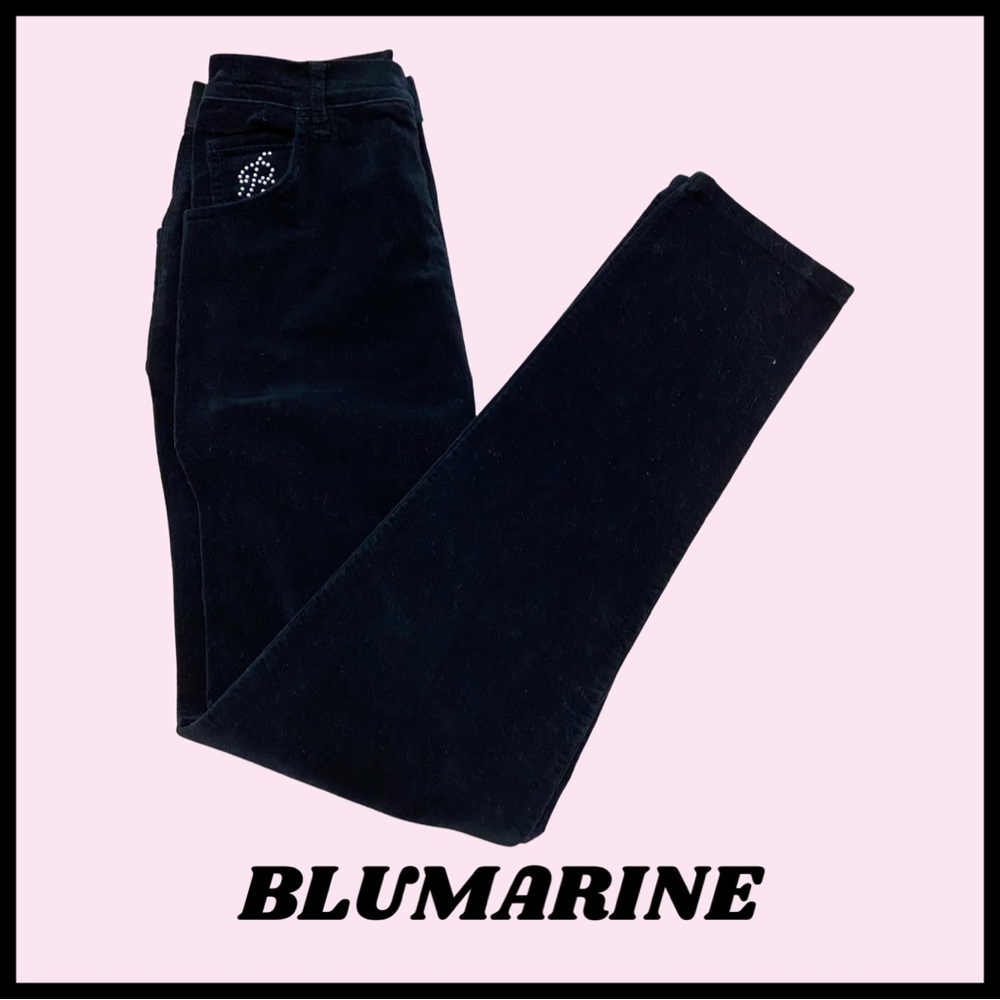 New BLUMARINE Jeans ITALY  Black Velvet Cotton Spandex Stretch Pants 38/6
